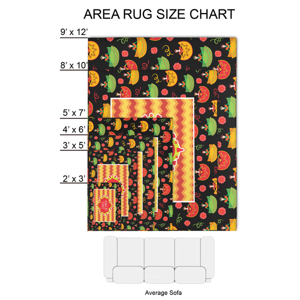 Cinco De Mayo 2'x3' Indoor Area Rugs - Size Chart