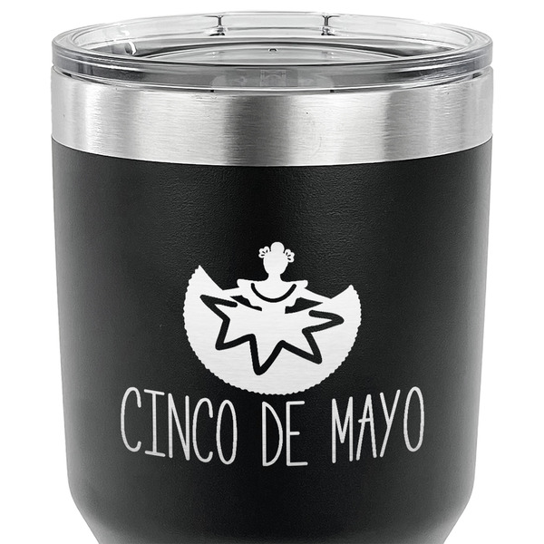 Cinco De Mayo 30 oz Stainless Steel Ringneck Tumbler - Black - CLOSE UP
