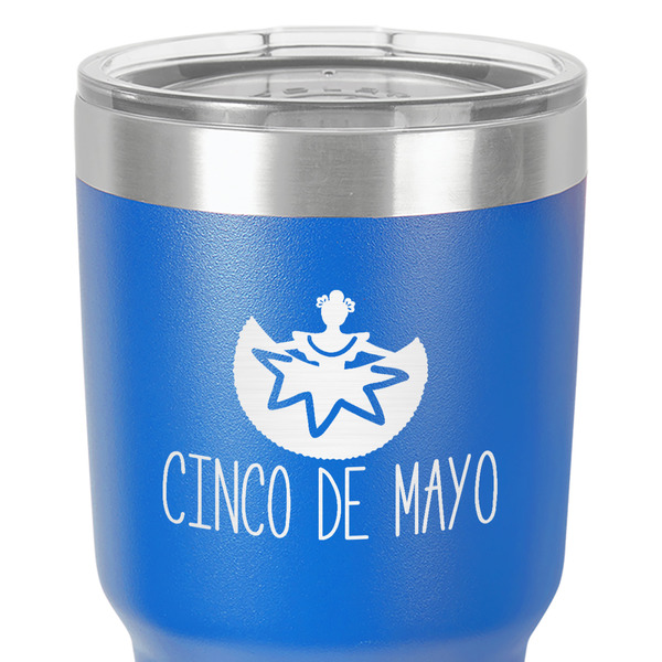 Cinco De Mayo 30 oz Stainless Steel Ringneck Tumbler - Blue - Close Up