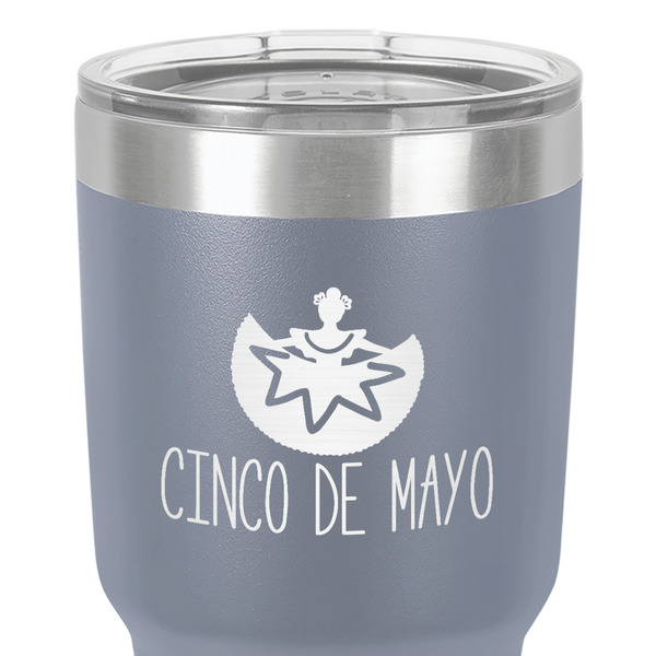 Cinco De Mayo 30 oz Stainless Steel Ringneck Tumbler - Grey - Close Up