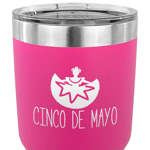 Cinco De Mayo 30 oz Stainless Steel Ringneck Tumbler - Pink - CLOSE UP
