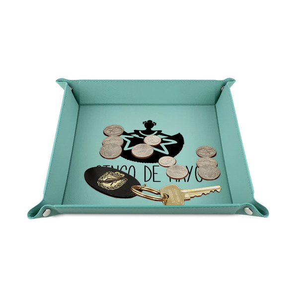 Cinco De Mayo 6" x 6" Teal Leatherette Snap Up Tray - STYLED