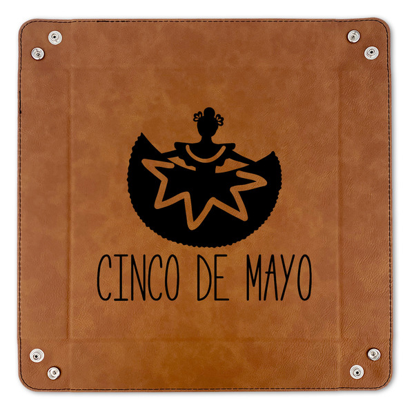 Cinco De Mayo 9" x 9" Leatherette Snap Up Tray - APPROVAL (FLAT)