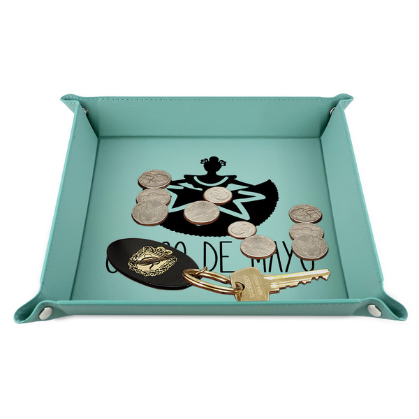 Cinco De Mayo 9" x 9" Teal Leatherette Snap Up Tray - STYLED
