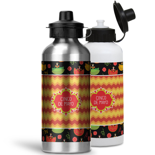 Cinco De Mayo Aluminum Water Bottles - MAIN (white &silver)