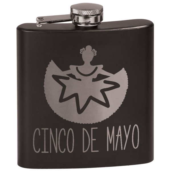 Custom Cinco De Mayo Black Flask Set (Personalized)