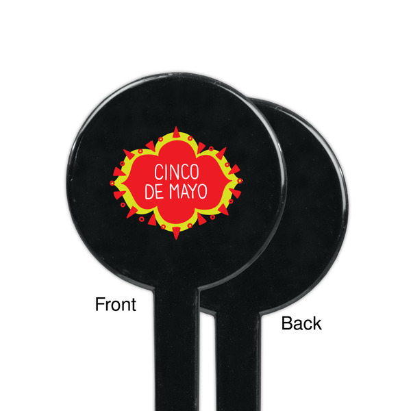 Cinco De Mayo Black Plastic 7" Stir Stick - Single Sided - Round - Front & Back