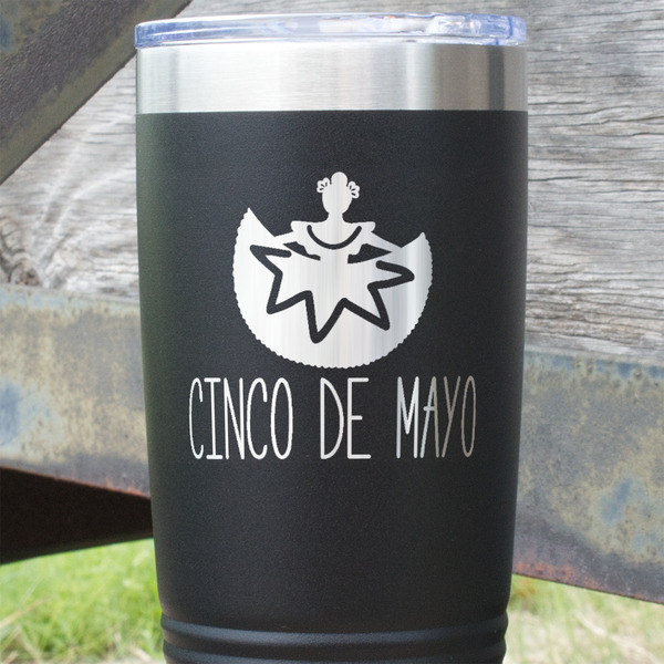 Cinco De Mayo Black Polar Camel Tumbler - 20oz - Close Up