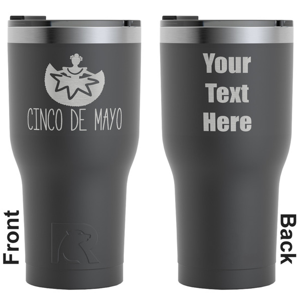 Custom Cinco De Mayo RTIC Tumbler - Black - Engraved Front & Back (Personalized)