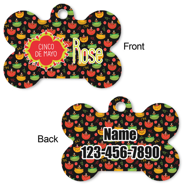 Cinco De Mayo Bone Shaped Dog ID Tag - Large - Approval