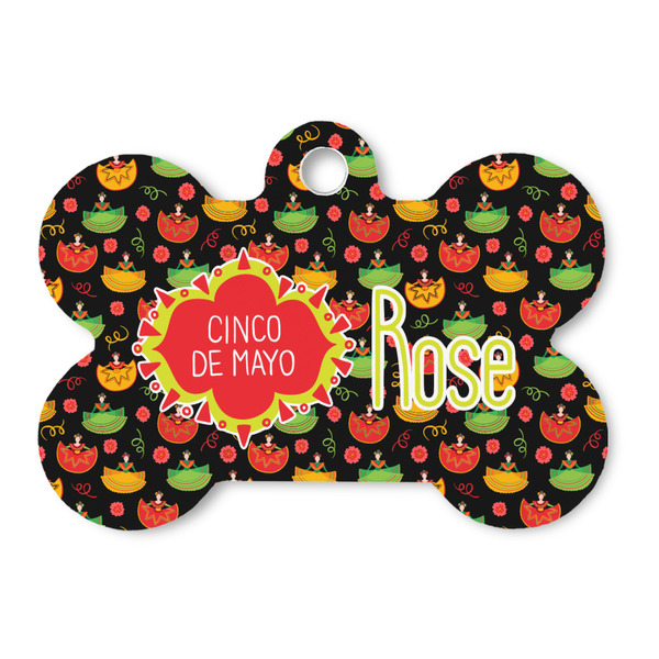 Custom Cinco De Mayo Bone Shaped Dog ID Tag