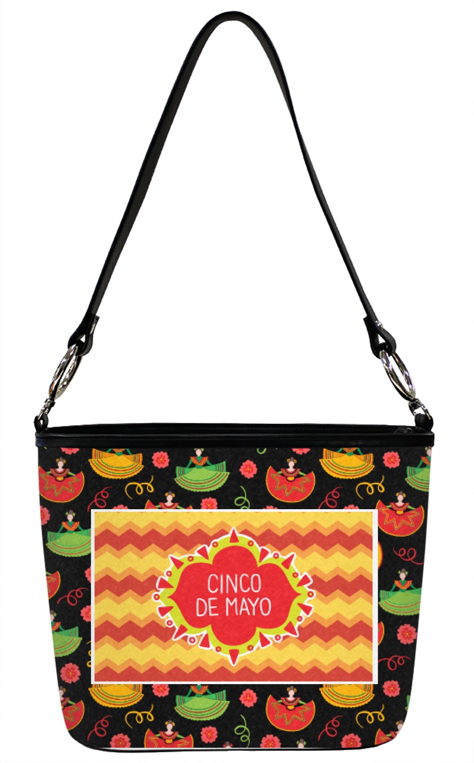 Cinco De Mayo Bucket Bags w/ Genuine Leather Trim Large Front