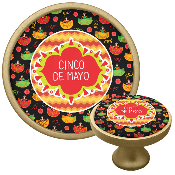 Cinco De Mayo Cabinet Knob - Gold - Multi Angle