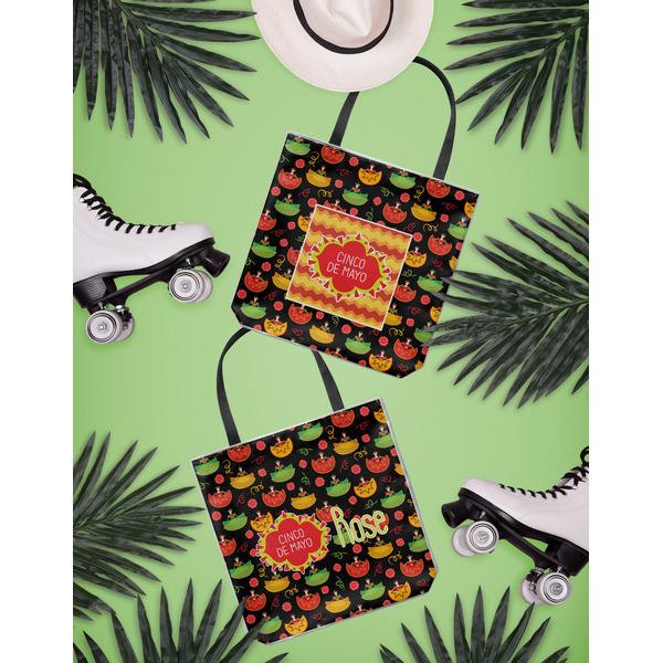 Cinco De Mayo Canvas Tote Lifestyle Front and Back- 13x13