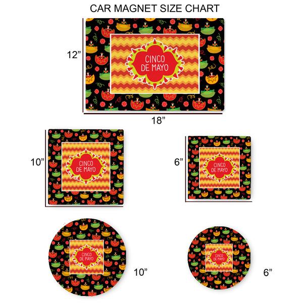 Cinco De Mayo Car Magnets - SIZE CHART