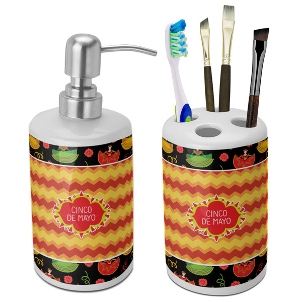 Custom Cinco De Mayo Ceramic Bathroom Accessories Set