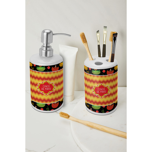 Cinco De Mayo Ceramic Bathroom Accessories - LIFESTYLE (toothbrush holder & soap dispenser)
