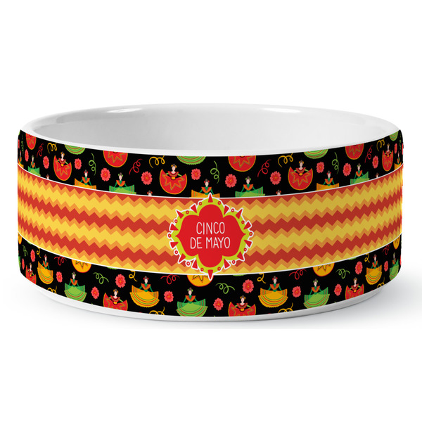 Cinco De Mayo Ceramic Dog Bowl - Medium - Front