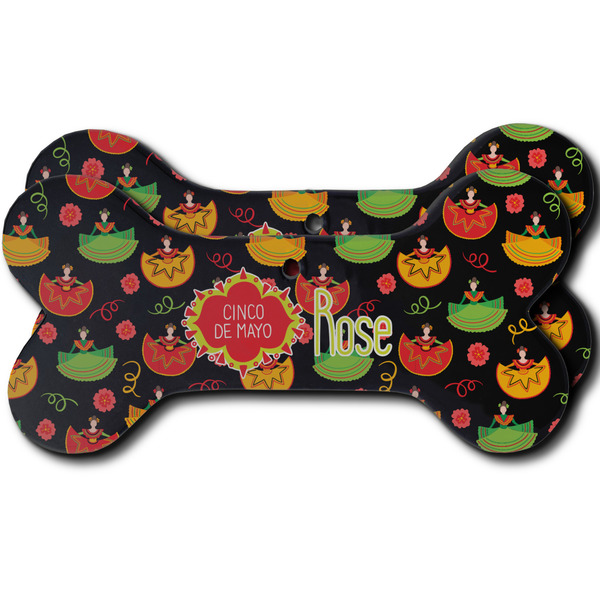 Custom Cinco De Mayo Ceramic Dog Ornament - Front & Back