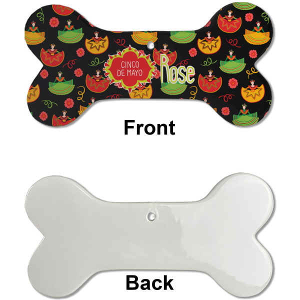 Cinco De Mayo Ceramic Flat Ornament - Bone Front & Back Single Print (APPROVAL)