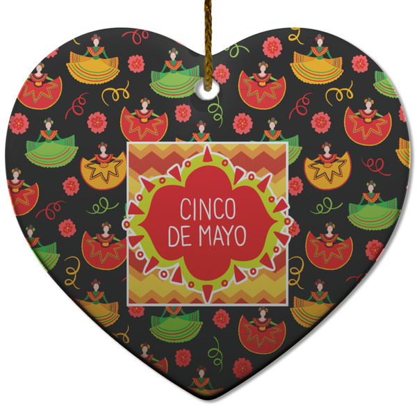 Custom Cinco De Mayo Heart Ceramic Ornament