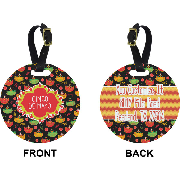 Cinco De Mayo Circle Luggage Tag (Front + Back)