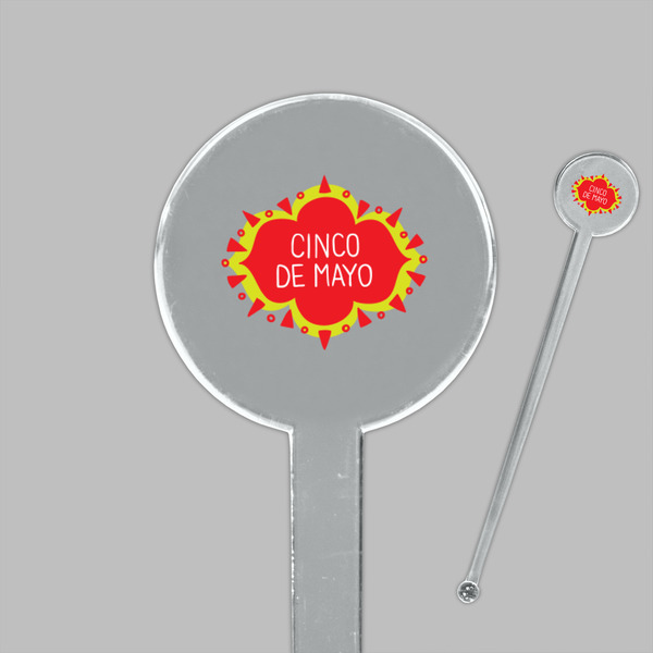 Cinco De Mayo Clear Plastic 7" Stir Stick - Round - Closeup