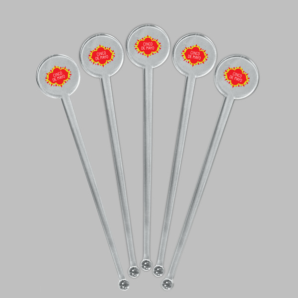 Cinco De Mayo Clear Plastic 7" Stir Stick - Round - Fan View