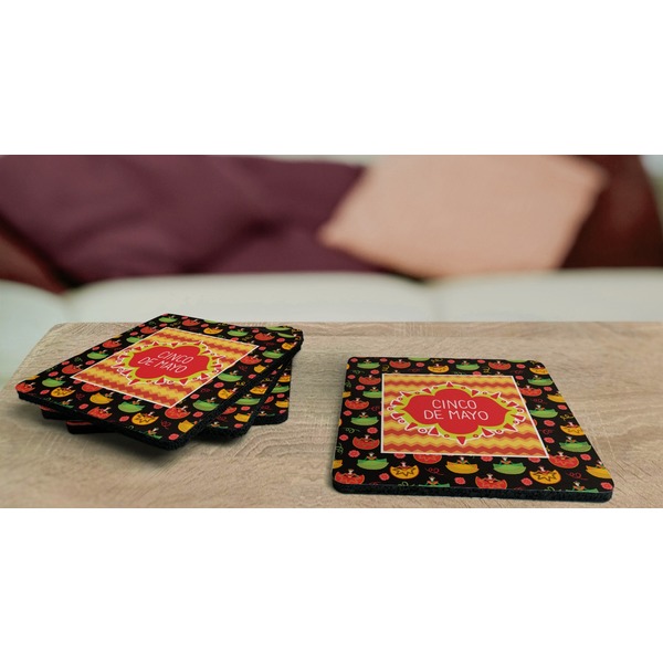 Cinco De Mayo Coaster Rubber Back - On Coffee Table