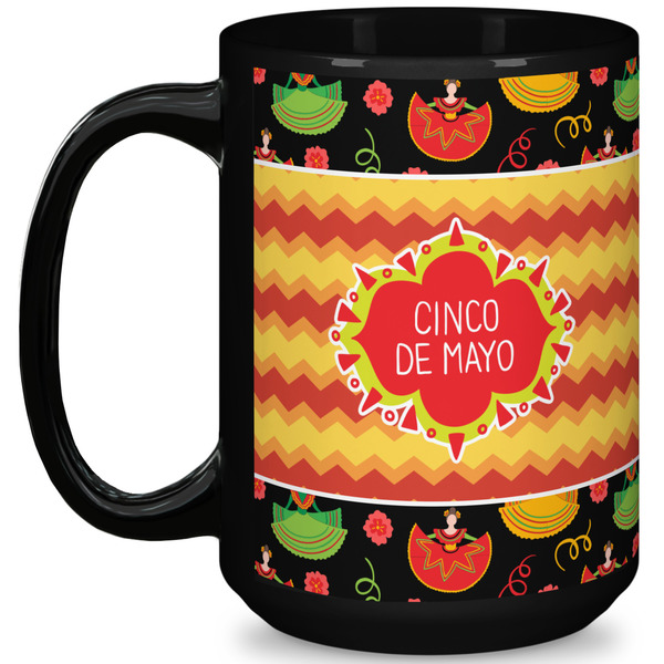 Custom Cinco De Mayo 15 Oz Coffee Mug - Black