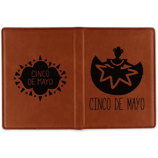 Cinco De Mayo Cognac Leather Passport Holder Outside Double Sided - Apvl