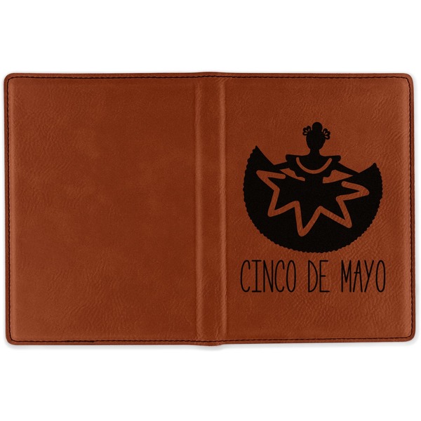 Cinco De Mayo Cognac Leather Passport Holder Outside Single Sided - Apvl