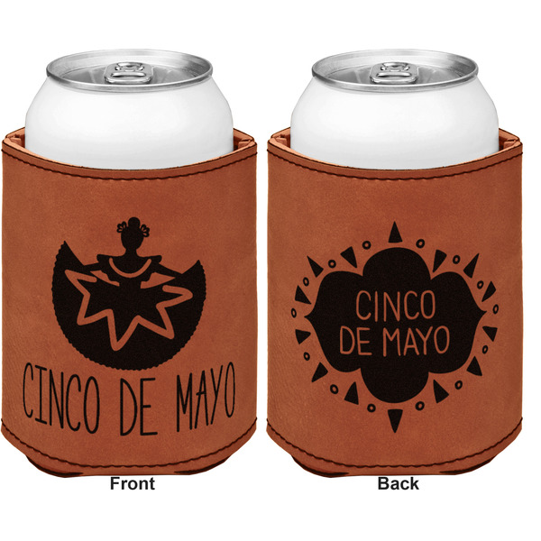 Cinco De Mayo Cognac Leatherette Can Sleeve - Double Sided Front and Back
