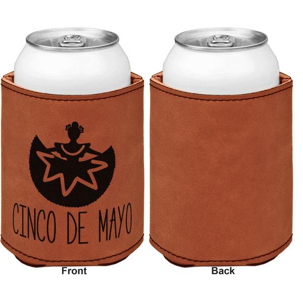 Cinco De Mayo Cognac Leatherette Can Sleeve - Single Sided Front and Back
