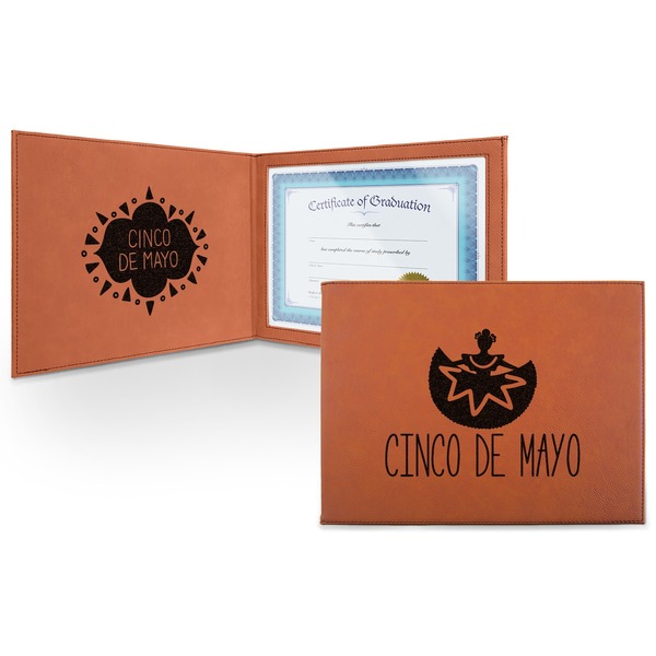 Custom Cinco De Mayo Leatherette Certificate Holder - Front and Inside (Personalized)