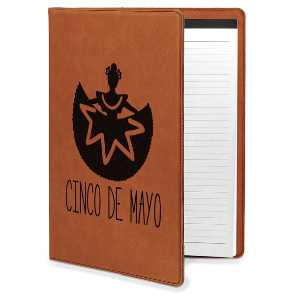 Custom Cinco De Mayo Leatherette Portfolio with Notepad - Large - Double Sided (Personalized)