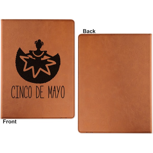 Cinco De Mayo Cognac Leatherette Portfolios with Notepad - Large - Single Sided - Apvl