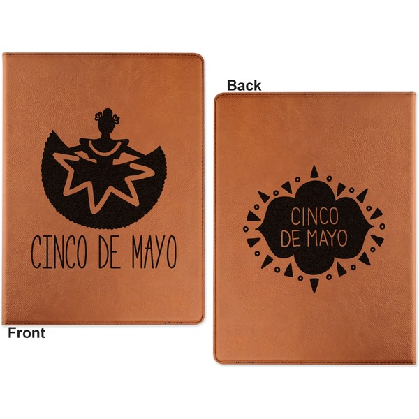 Cinco De Mayo Cognac Leatherette Portfolios with Notepad - Small - Double Sided- Apvl