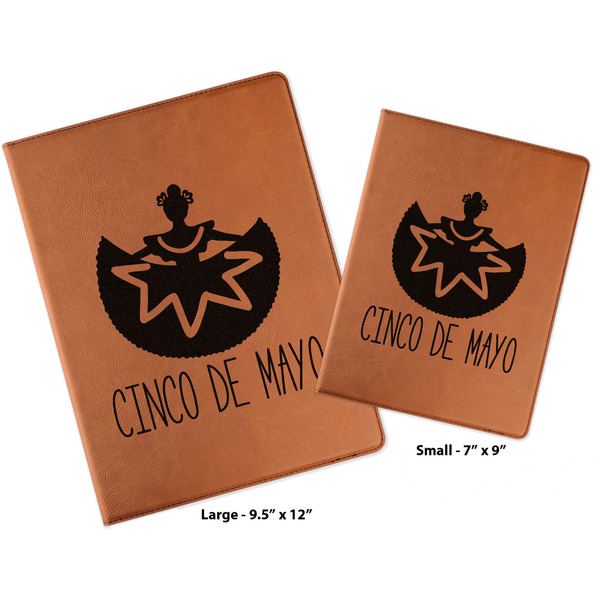 Cinco De Mayo Cognac Leatherette Portfolios with Notepads - Compare Sizes