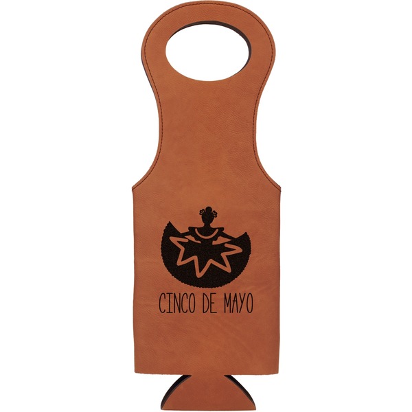 Custom Cinco De Mayo Leatherette Wine Tote - Single Sided (Personalized)