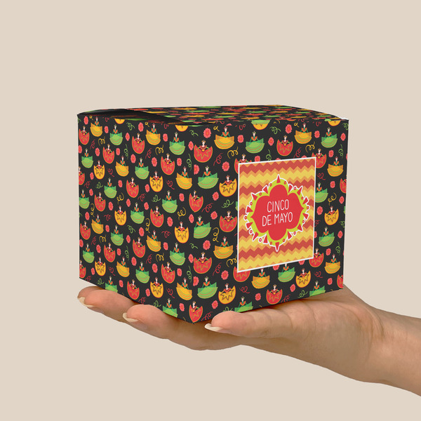 Cinco De Mayo Cube Favor Gift Box - On Hand - Scale View