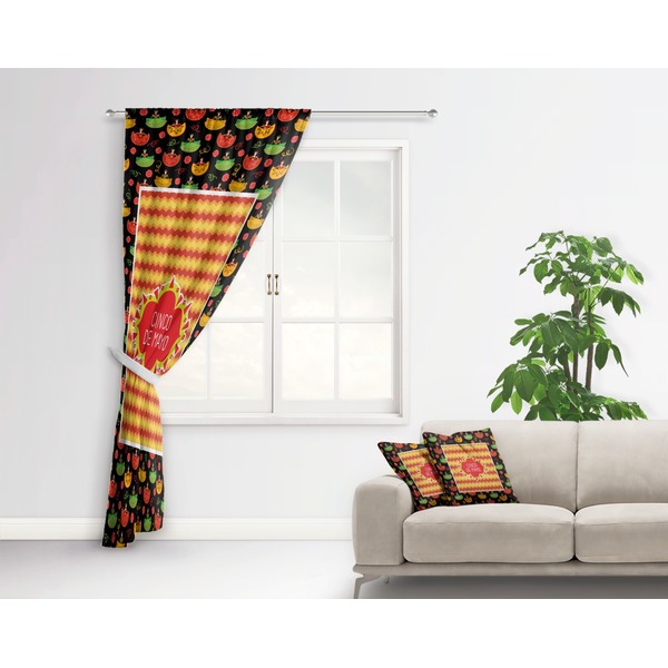 Cinco De Mayo Curtain With Window and Rod - in Room Matching Pillow