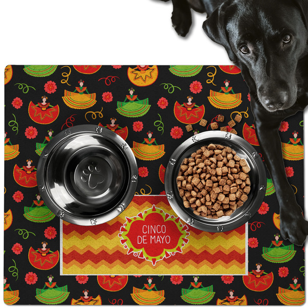 Custom Cinco De Mayo Dog Food Mat - Large