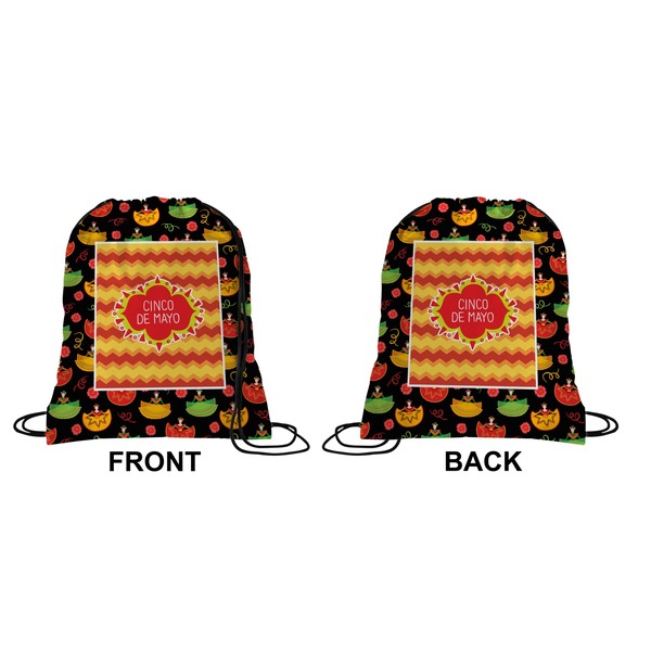 Cinco De Mayo Drawstring Backpack Front & Back Medium