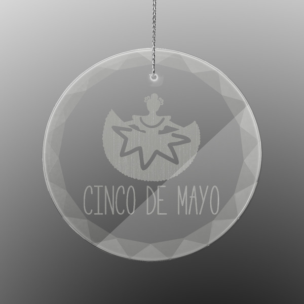 Custom Cinco De Mayo Engraved Glass Ornament - Round