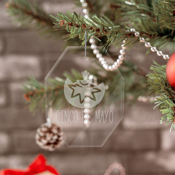 Cinco De Mayo Engraved Glass Ornaments - Octagon (Lifestyle)
