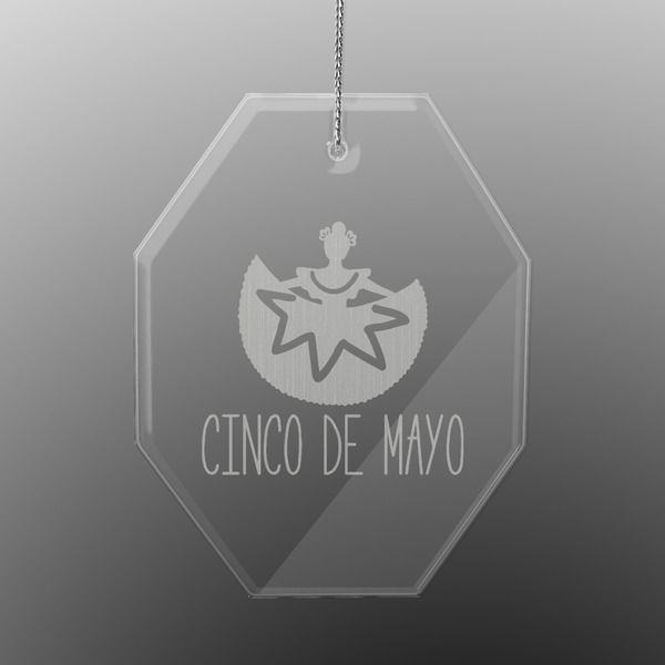 Custom Cinco De Mayo Engraved Glass Ornament - Octagon