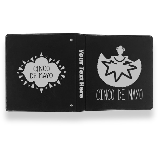 Cinco De Mayo Leather Binder - 1" - Black- Back Spine Front View