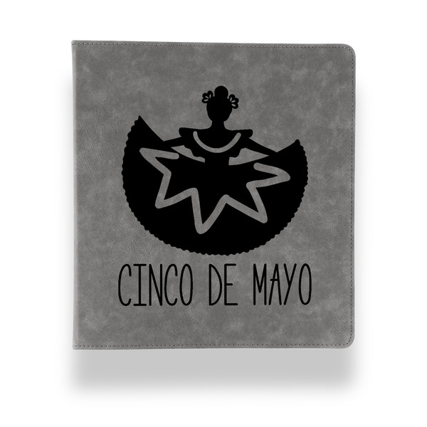 Custom Cinco De Mayo Leather Binder - 1" - Grey