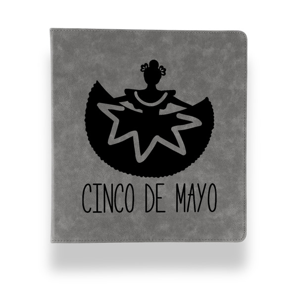 Cinco De Mayo Leather Binder - 1" - Grey - Front View